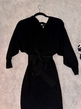 Amazon Black Wrap Belted Mini Dress